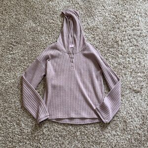 Pink Lily Light Purple Ribbed Knit Snap Top
